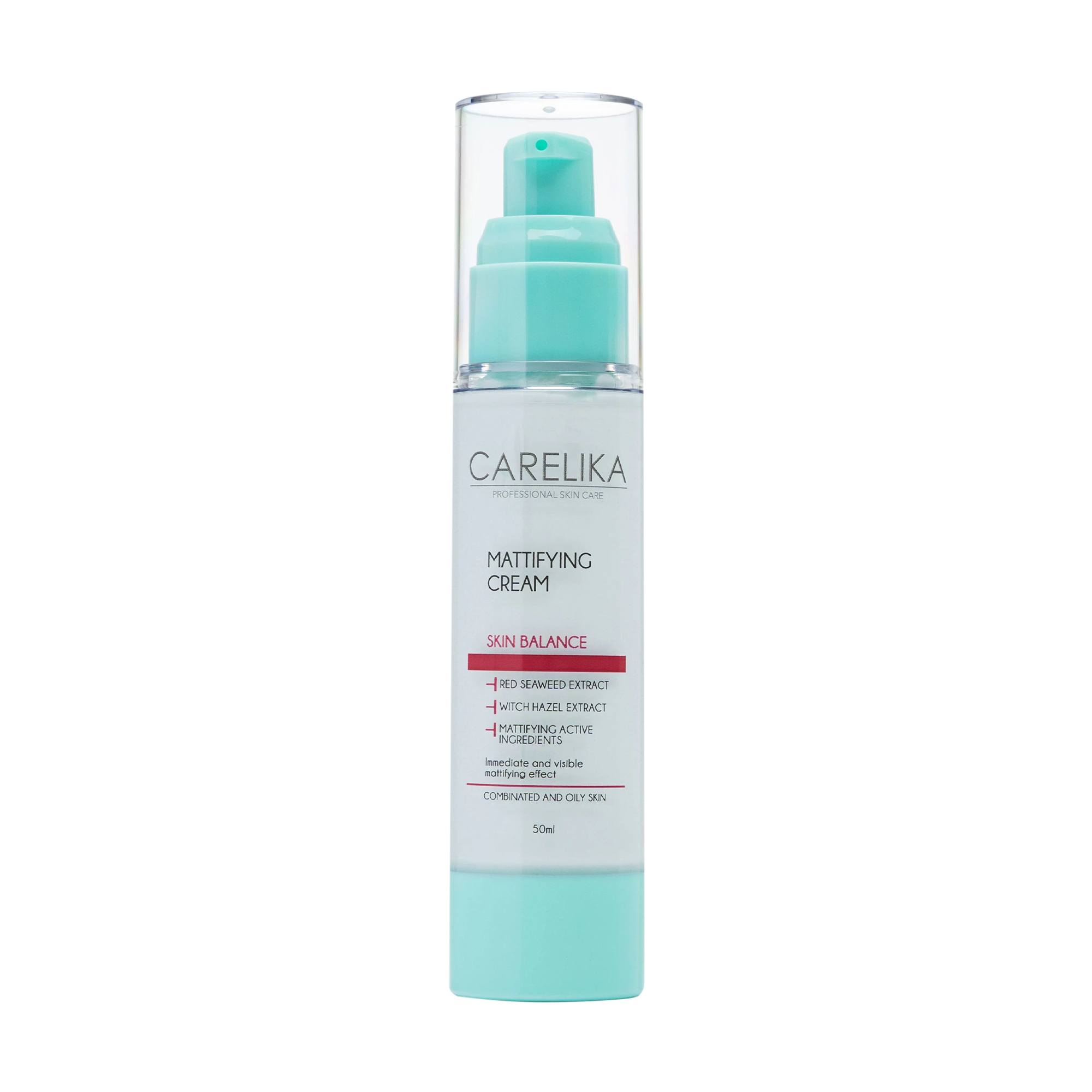 Уцінка! Матувальний крем для обличчя Carelika Mattifying Cream Skin Balance з червоними водоростями, 50 мл