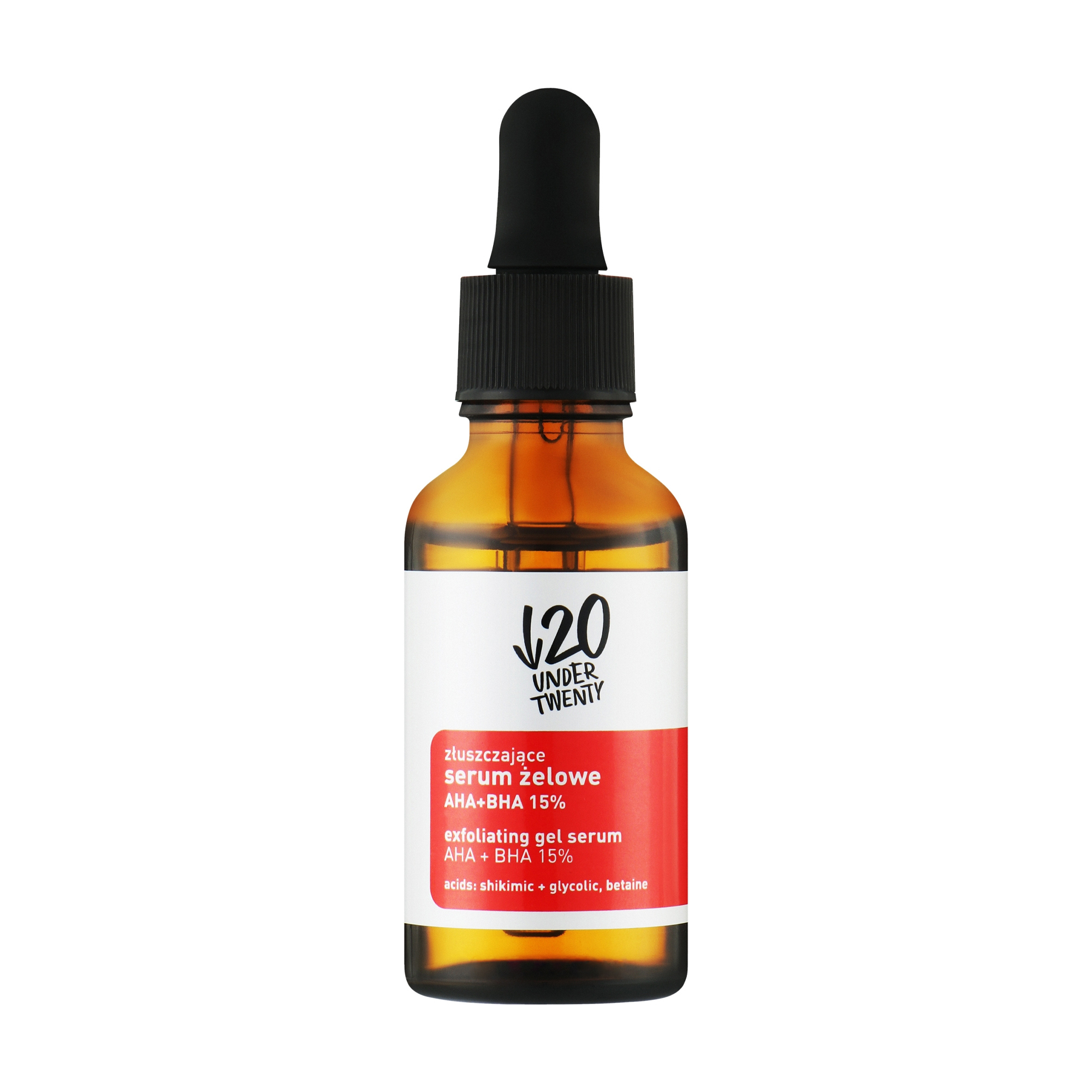 Відлущувальна гель-сироватка для обличчя Under Twenty Exfoliating Gel Serum AHA+BHA 15%, 30 мл